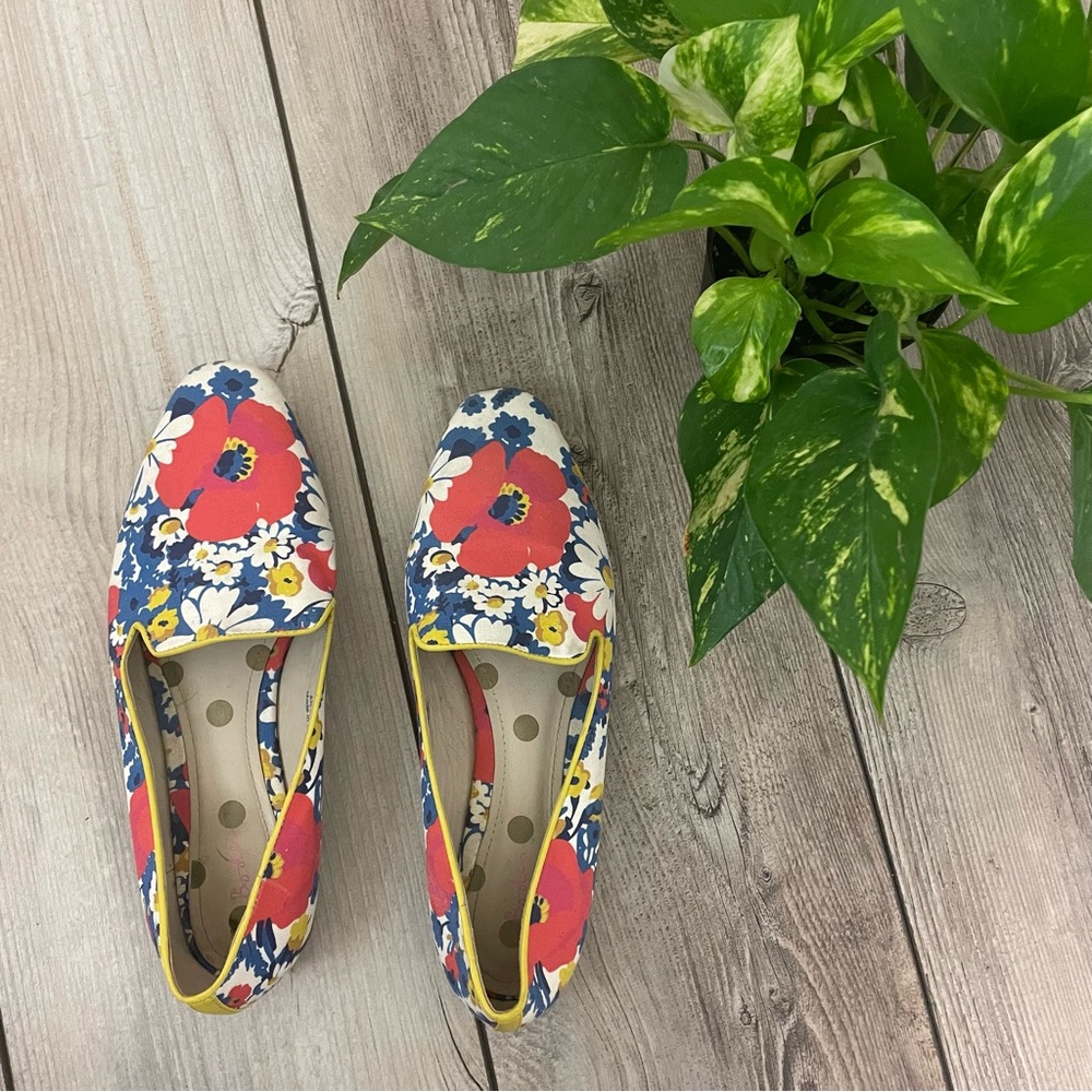 Boden Floral Canvas Almond Toe Flats